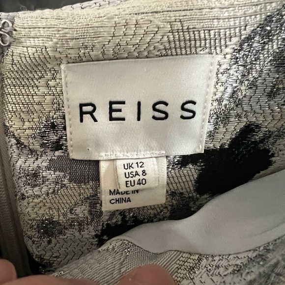Reiss  Melba Metalic Jacquard A Line Dress  - Size 8 - Picture 10 of 10